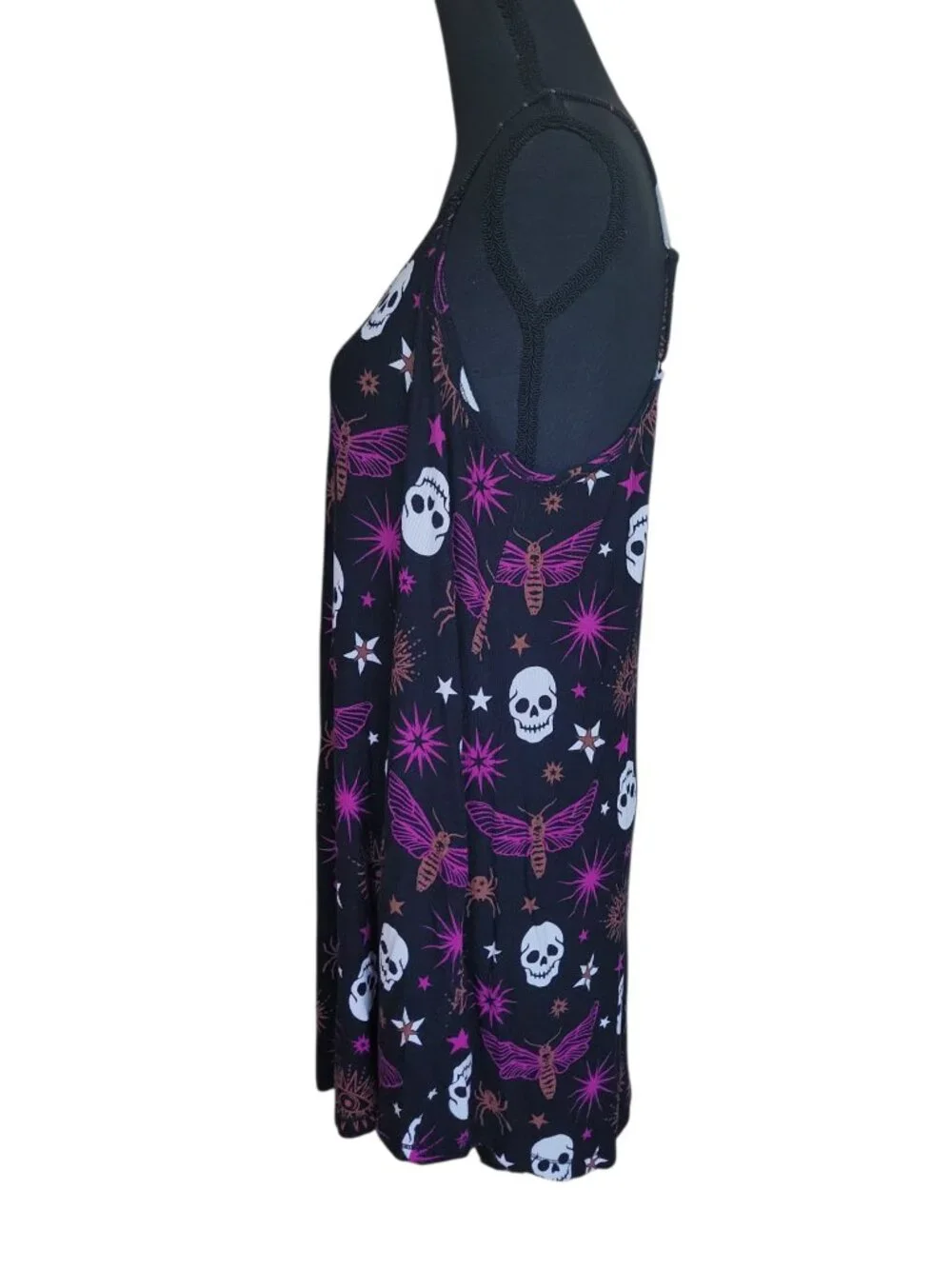 Torrid Super Soft Black Halloween Skulls Light Rib Knit Sleep Dress Size 0 (12)